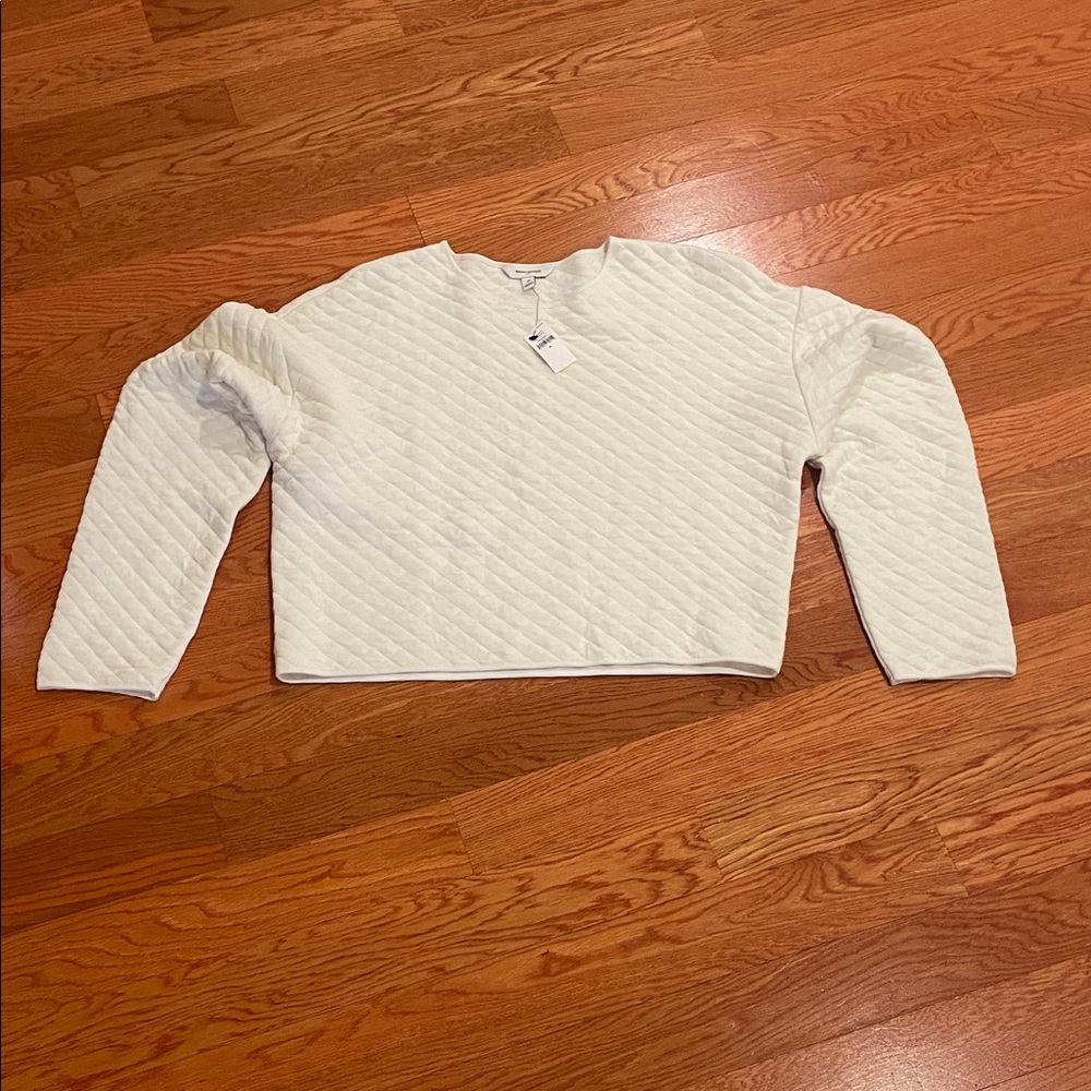 Banana‎ Republic Cream Quilted Crew Neck Sweater